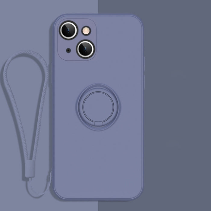 Estuche protector de teléfono de silicona líquida todo incluido con soporte para anillo y cordón