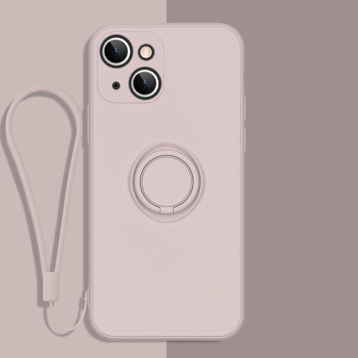 Estuche protector de teléfono de silicona líquida todo incluido con soporte para anillo y cordón