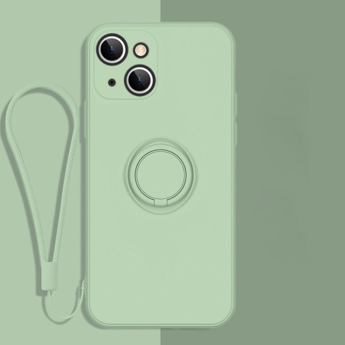 Estuche protector de teléfono de silicona líquida todo incluido con soporte para anillo y cordón