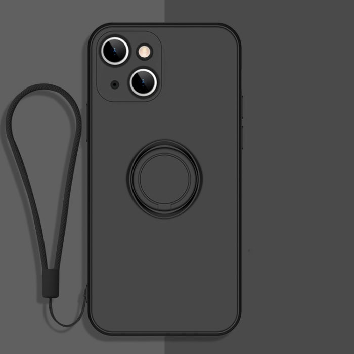Estuche protector de teléfono de silicona líquida todo incluido con soporte para anillo y cordón