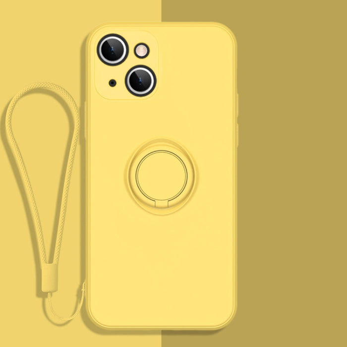 Estuche protector de teléfono de silicona líquida todo incluido con soporte para anillo y cordón