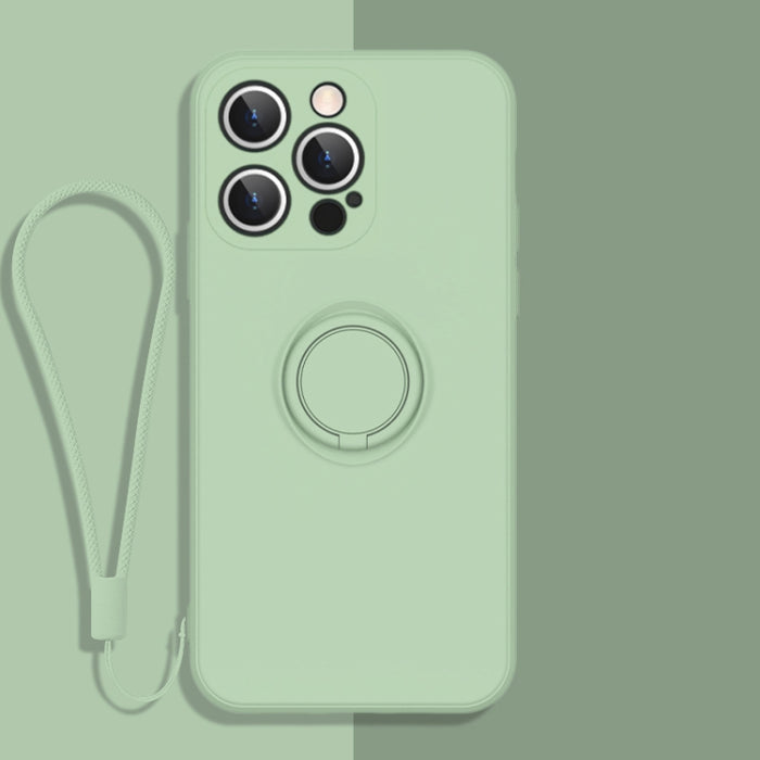 Estuche protector de teléfono de silicona líquida todo incluido con soporte para anillo y cordón