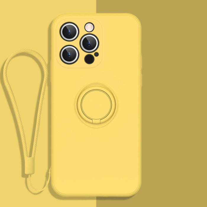 Estuche protector de teléfono de silicona líquida todo incluido con soporte para anillo y cordón
