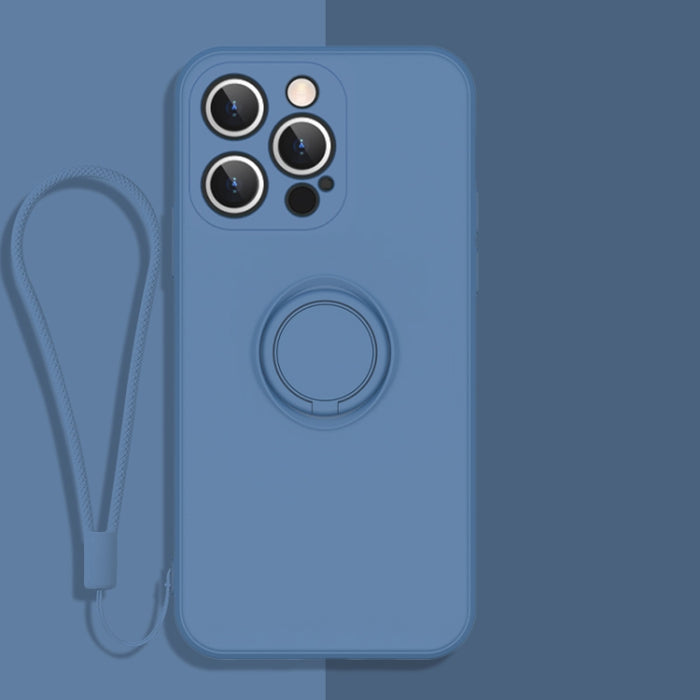 Estuche protector de teléfono de silicona líquida todo incluido con soporte para anillo y cordón