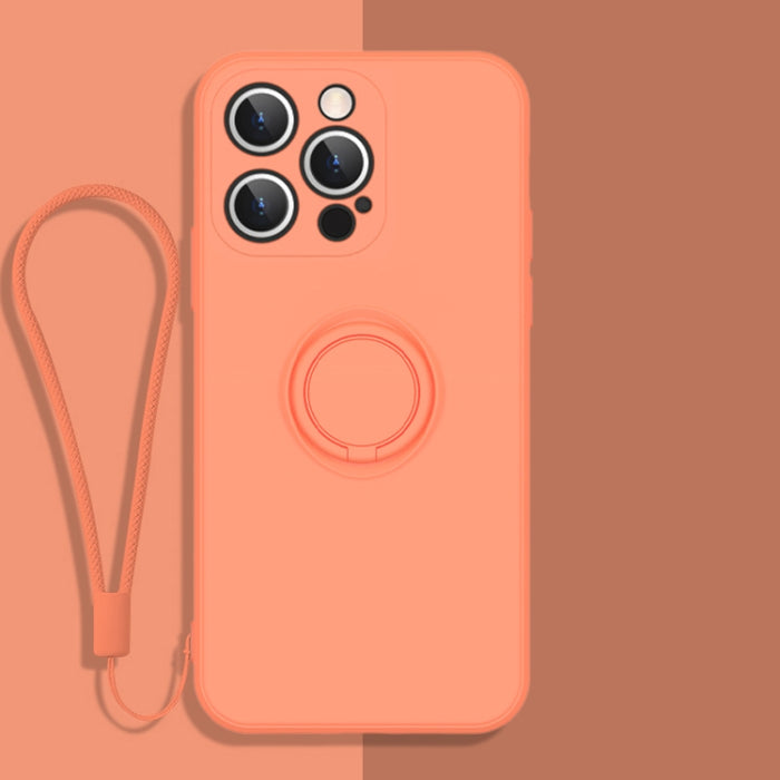 Estuche protector de teléfono de silicona líquida todo incluido con soporte para anillo y cordón
