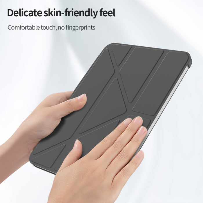 Estuche de cuero para tableta con deformación de PC translúcido mate de doble cara con soporte y función de reposo / activación