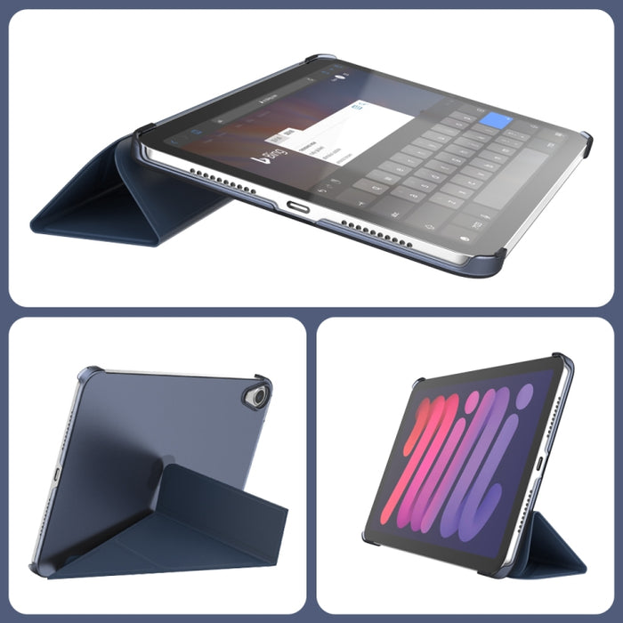 Estuche de cuero para tableta con deformación de PC translúcido mate de doble cara con soporte y función de reposo / activación