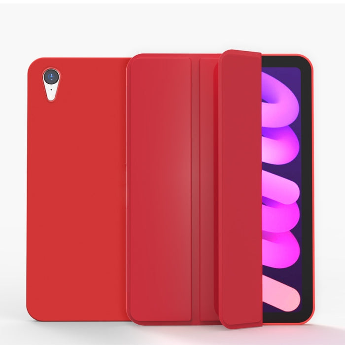 Estuche de cuero para tableta de TPU mate de doble cara con soporte de 3 pliegues y función de suspensión / activación