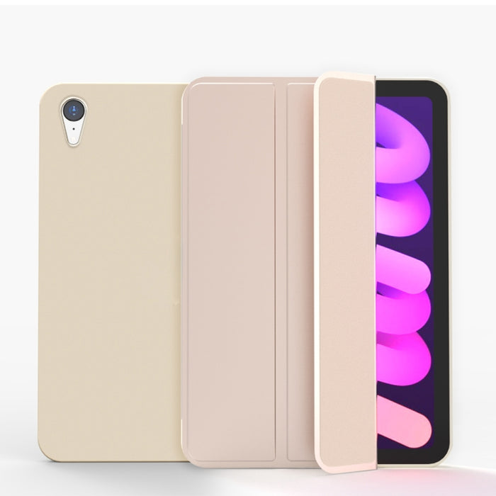 Estuche de cuero para tableta de TPU mate de doble cara con soporte de 3 pliegues y función de suspensión / activación