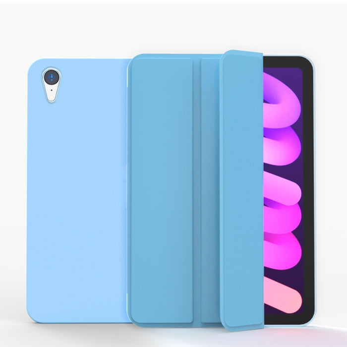 Estuche de cuero para tableta de TPU mate de doble cara con soporte de 3 pliegues y función de suspensión / activación
