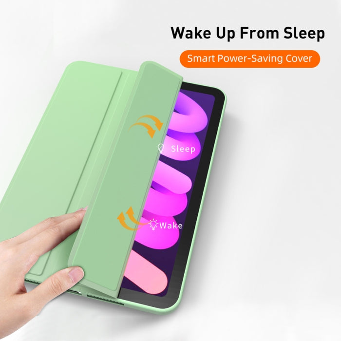 Estuche de cuero para tableta de TPU mate de doble cara con soporte de 3 pliegues y función de suspensión / activación