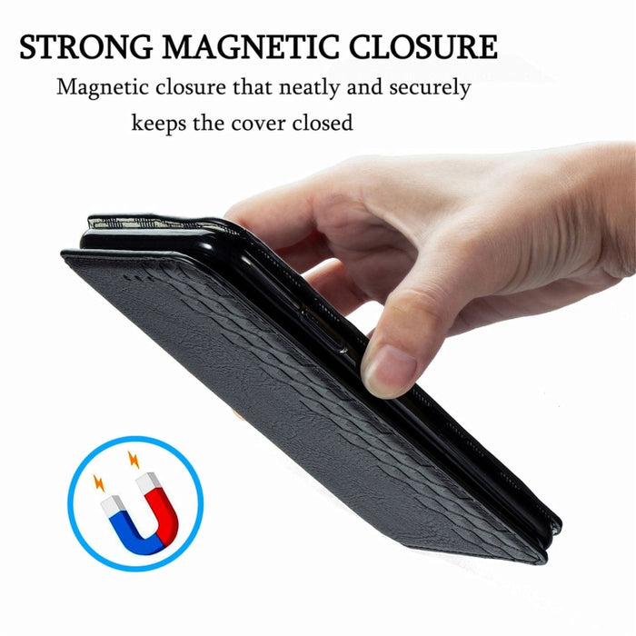 Cubic Grid Pressed Horizontal Flip Estuche de cuero magnético con soporte y ranuras para tarjetas y billetera, For Doogee N40 Pro, For Infinix Zero 8, For OPPO Realme C21Y, For Vodafone Smart E11, For Wiko Power U30, For Xiaomi Mi 11T / Mi 11T Pro     ...
