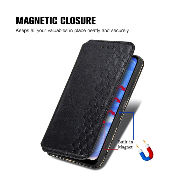 Cubic Grid Pressed Horizontal Flip Estuche de cuero magnético con soporte y ranuras para tarjetas y billetera, For Doogee N40 Pro, For Infinix Zero 8, For OPPO Realme C21Y, For Vodafone Smart E11, For Wiko Power U30, For Xiaomi Mi 11T / Mi 11T Pro     ...