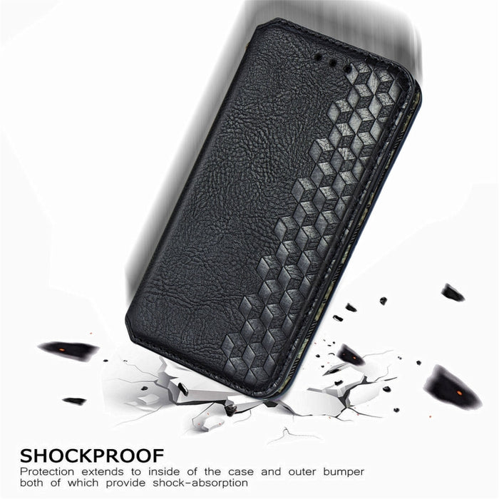 Cubic Grid Pressed Horizontal Flip Estuche de cuero magnético con soporte y ranuras para tarjetas y billetera, For Doogee N40 Pro, For Infinix Zero 8, For OPPO Realme C21Y, For Vodafone Smart E11, For Wiko Power U30, For Xiaomi Mi 11T / Mi 11T Pro     ...