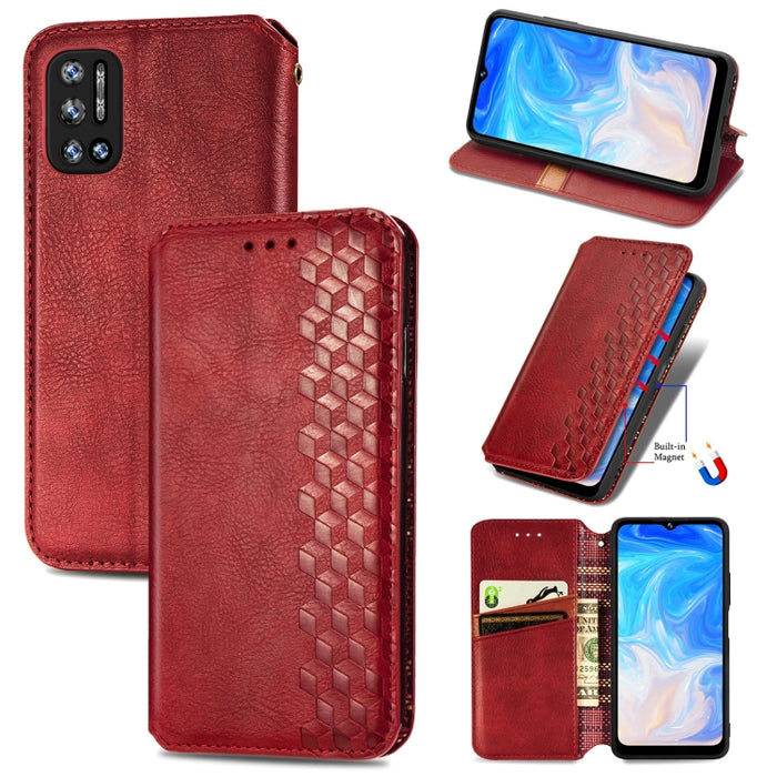 Cubic Grid Pressed Horizontal Flip Estuche de cuero magnético con soporte y ranuras para tarjetas y billetera, For Doogee N40 Pro, For Infinix Zero 8, For OPPO Realme C21Y, For Vodafone Smart E11, For Wiko Power U30, For Xiaomi Mi 11T / Mi 11T Pro     ...