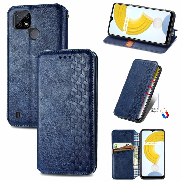 Cubic Grid Pressed Horizontal Flip Estuche de cuero magnético con soporte y ranuras para tarjetas y billetera, For Doogee N40 Pro, For Infinix Zero 8, For OPPO Realme C21Y, For Vodafone Smart E11, For Wiko Power U30, For Xiaomi Mi 11T / Mi 11T Pro     ...