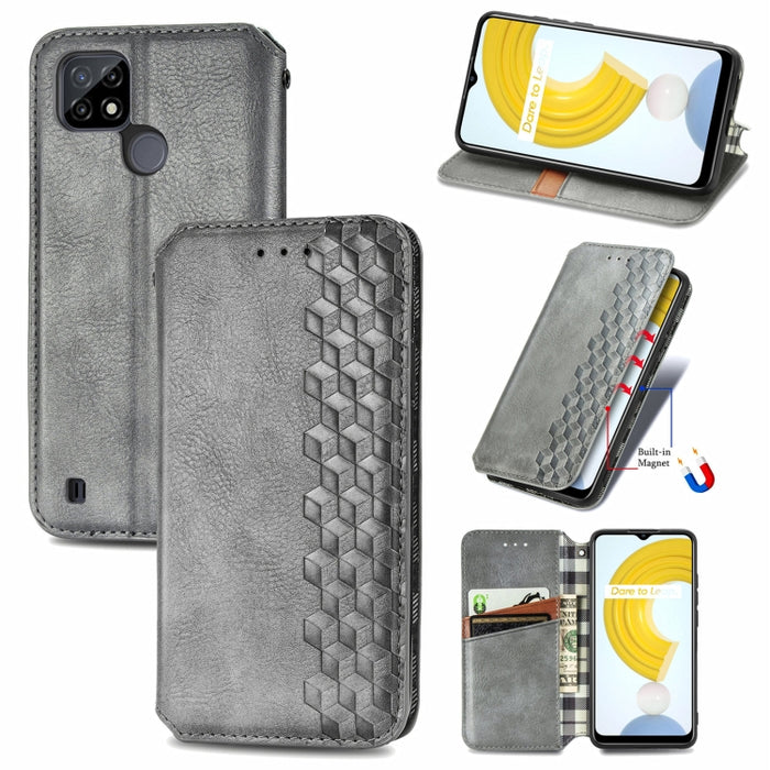 Cubic Grid Pressed Horizontal Flip Estuche de cuero magnético con soporte y ranuras para tarjetas y billetera, For Doogee N40 Pro, For Infinix Zero 8, For OPPO Realme C21Y, For Vodafone Smart E11, For Wiko Power U30, For Xiaomi Mi 11T / Mi 11T Pro     ...