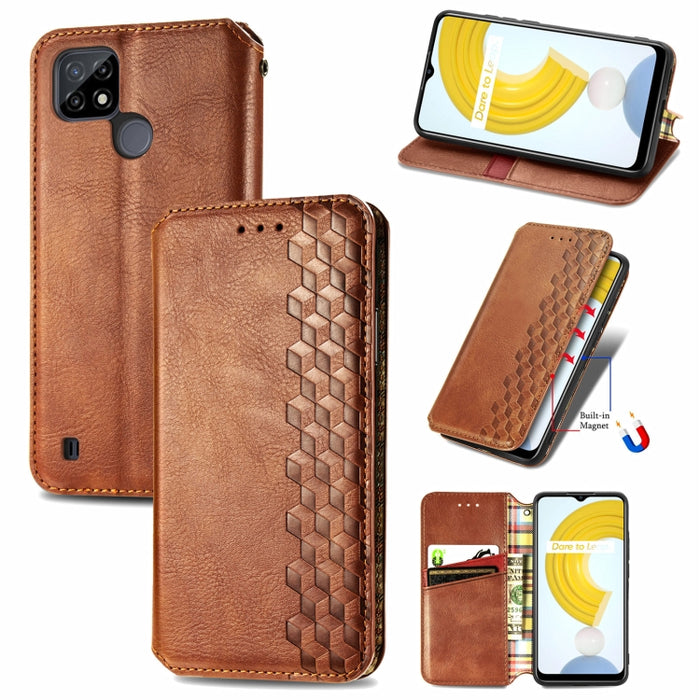 Cubic Grid Pressed Horizontal Flip Estuche de cuero magnético con soporte y ranuras para tarjetas y billetera, For Doogee N40 Pro, For Infinix Zero 8, For OPPO Realme C21Y, For Vodafone Smart E11, For Wiko Power U30, For Xiaomi Mi 11T / Mi 11T Pro     ...