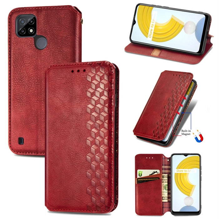 Cubic Grid Pressed Horizontal Flip Estuche de cuero magnético con soporte y ranuras para tarjetas y billetera, For Doogee N40 Pro, For Infinix Zero 8, For OPPO Realme C21Y, For Vodafone Smart E11, For Wiko Power U30, For Xiaomi Mi 11T / Mi 11T Pro     ...