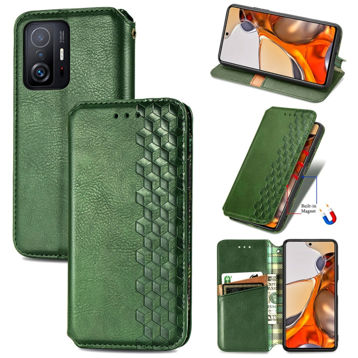 Cubic Grid Pressed Horizontal Flip Estuche de cuero magnético con soporte y ranuras para tarjetas y billetera, For Doogee N40 Pro, For Infinix Zero 8, For OPPO Realme C21Y, For Vodafone Smart E11, For Wiko Power U30, For Xiaomi Mi 11T / Mi 11T Pro     ...
