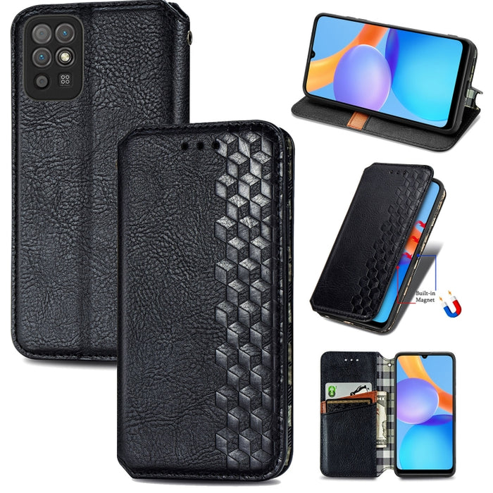 Cubic Grid Pressed Horizontal Flip Estuche de cuero magnético con soporte y ranuras para tarjetas y billetera, For Doogee N40 Pro, For Infinix Zero 8, For OPPO Realme C21Y, For Vodafone Smart E11, For Wiko Power U30, For Xiaomi Mi 11T / Mi 11T Pro     ...