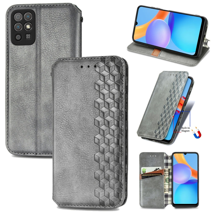 Cubic Grid Pressed Horizontal Flip Estuche de cuero magnético con soporte y ranuras para tarjetas y billetera, For Doogee N40 Pro, For Infinix Zero 8, For OPPO Realme C21Y, For Vodafone Smart E11, For Wiko Power U30, For Xiaomi Mi 11T / Mi 11T Pro     ...