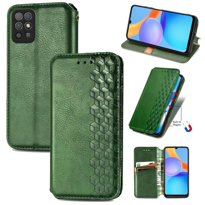 Cubic Grid Pressed Horizontal Flip Estuche de cuero magnético con soporte y ranuras para tarjetas y billetera, For Doogee N40 Pro, For Infinix Zero 8, For OPPO Realme C21Y, For Vodafone Smart E11, For Wiko Power U30, For Xiaomi Mi 11T / Mi 11T Pro     ...
