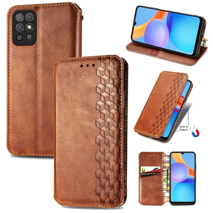 Cubic Grid Pressed Horizontal Flip Estuche de cuero magnético con soporte y ranuras para tarjetas y billetera, For Doogee N40 Pro, For Infinix Zero 8, For OPPO Realme C21Y, For Vodafone Smart E11, For Wiko Power U30, For Xiaomi Mi 11T / Mi 11T Pro     ...