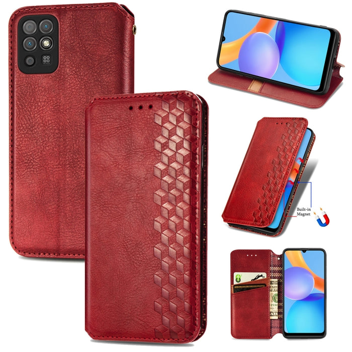 Cubic Grid Pressed Horizontal Flip Estuche de cuero magnético con soporte y ranuras para tarjetas y billetera, For Doogee N40 Pro, For Infinix Zero 8, For OPPO Realme C21Y, For Vodafone Smart E11, For Wiko Power U30, For Xiaomi Mi 11T / Mi 11T Pro     ...