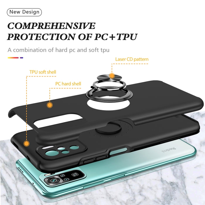 Caja magnética a prueba de golpes para teléfono PC + TPU con soporte de anillo invisible, For Xiaomi Redmi Note 9 Pro / Note 9S, For Xiaomi Redmi Note 10 4G, For Xiaomi Redmi Note 10 Pro, For Xiaomi Mi 11 Lite 5G, For Xiaomi Redmi K40                  ...