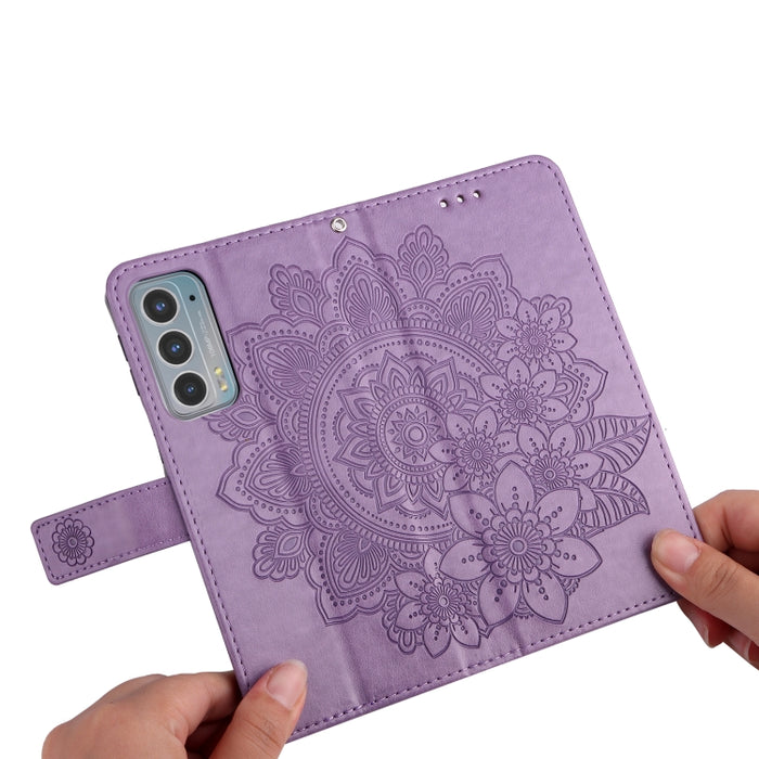 Flores de 7 pétalos que graban en relieve la caja del teléfono del cuero del tirón horizontal con el soporte y las ranuras para tarjetas, For Motorola Edge 20, For Nokia C20 / C10, For vivo Y21 / Y21s / Y33s, For Samsung Galaxy A13 5G                  ...