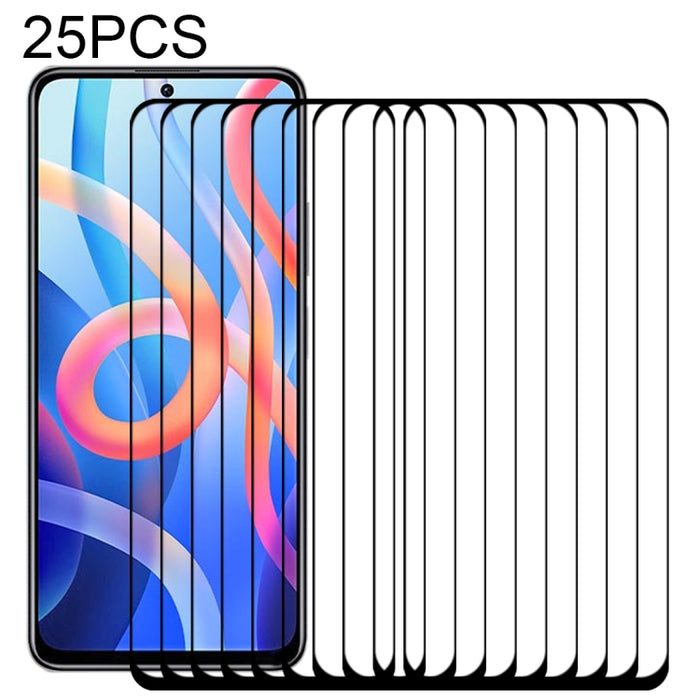 Película de vidrio templado de pantalla completa con pegamento completo de 25 piezas, For Xiaomi Redmi Note 11 China / Poco M4 Pro 5G(25 PCS), For Xiaomi Redmi Note 11 Pro / 11 Pro+(25 PCS)