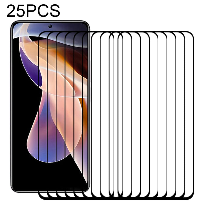 Película de vidrio templado de pantalla completa con pegamento completo de 25 piezas, For Xiaomi Redmi Note 11 China / Poco M4 Pro 5G(25 PCS), For Xiaomi Redmi Note 11 Pro / 11 Pro+(25 PCS)