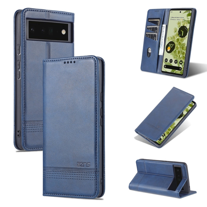 Estuche de cuero para teléfono con tapa horizontal y textura de becerro magnético AZNS, For Google Pixel 6, For Google Pixel 6 Pro, For Xiaomi Mi 11T / 11T Pro