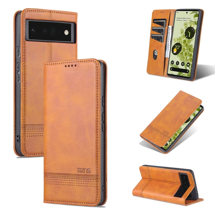 Estuche de cuero para teléfono con tapa horizontal y textura de becerro magnético AZNS, For Google Pixel 6, For Google Pixel 6 Pro, For Xiaomi Mi 11T / 11T Pro