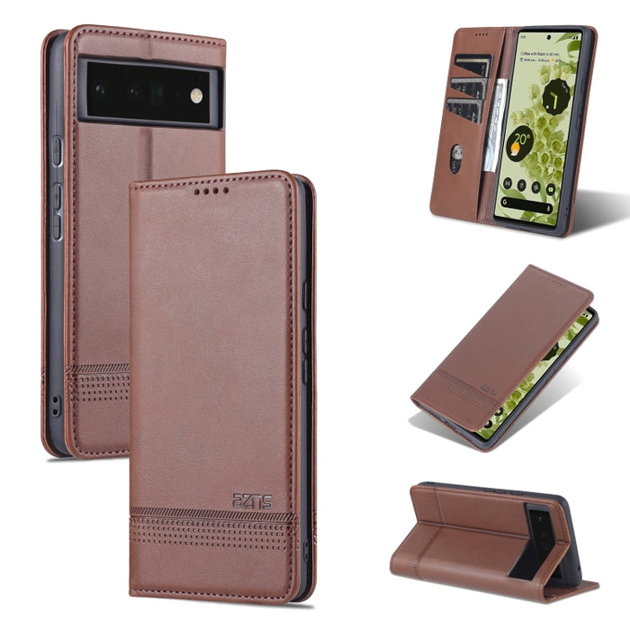 Estuche de cuero para teléfono con tapa horizontal y textura de becerro magnético AZNS, For Google Pixel 6, For Google Pixel 6 Pro, For Xiaomi Mi 11T / 11T Pro