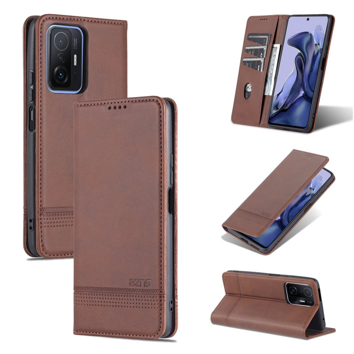 Estuche de cuero para teléfono con tapa horizontal y textura de becerro magnético AZNS, For Google Pixel 6, For Google Pixel 6 Pro, For Xiaomi Mi 11T / 11T Pro