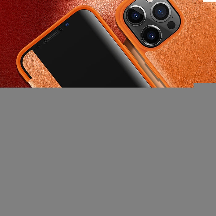 Estuche de cuero con tapa horizontal a prueba de golpes con ventana lateral magnética, For iPhone 13 Pro Max