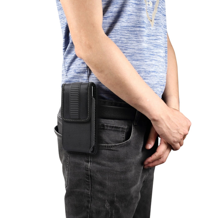 Estuche de cuero para teléfono con cintura colgante de tela Oxford magnética