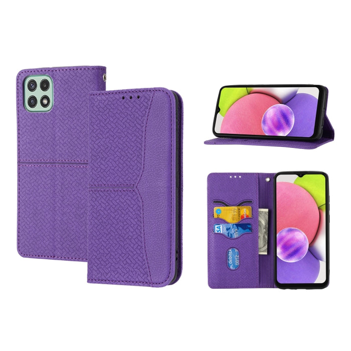 Caja de teléfono de cuero de PU con tapa horizontal magnética de costura de textura tejida, For Samsung Galaxy A03 International Version, For Xiaomi Redmi Note 11, For Samsung Galaxy A03 EU Version, For Xiaomi Redmi Note 11 Pro