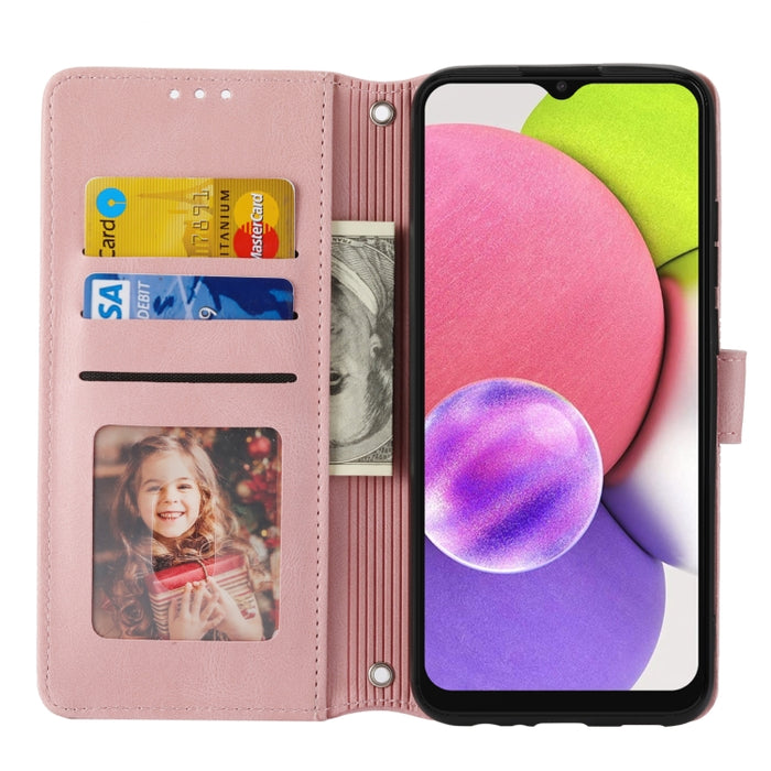 Estuche de cuero para teléfono con tapa horizontal con hebilla magnética a rayas en relieve, For Samsung Galaxy A03 International Version, For Xiaomi Redmi Note 11, For Samsung Galaxy A03 EU Version, For Xiaomi Redmi Note 11 Pro                        ...