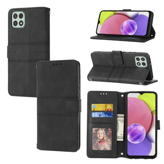 Estuche de cuero para teléfono con tapa horizontal con hebilla magnética a rayas en relieve, For Samsung Galaxy A03 International Version, For Xiaomi Redmi Note 11, For Samsung Galaxy A03 EU Version, For Xiaomi Redmi Note 11 Pro                        ...