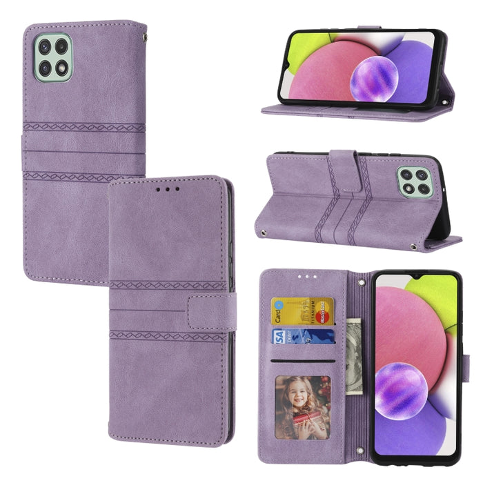 Estuche de cuero para teléfono con tapa horizontal con hebilla magnética a rayas en relieve, For Samsung Galaxy A03 International Version, For Xiaomi Redmi Note 11, For Samsung Galaxy A03 EU Version, For Xiaomi Redmi Note 11 Pro                        ...