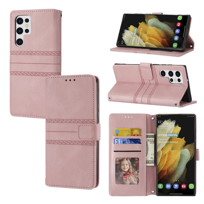 Estuche de cuero para teléfono con tapa horizontal con hebilla magnética a rayas en relieve, For Samsung Galaxy A03 International Version, For Xiaomi Redmi Note 11, For Samsung Galaxy A03 EU Version, For Xiaomi Redmi Note 11 Pro                        ...