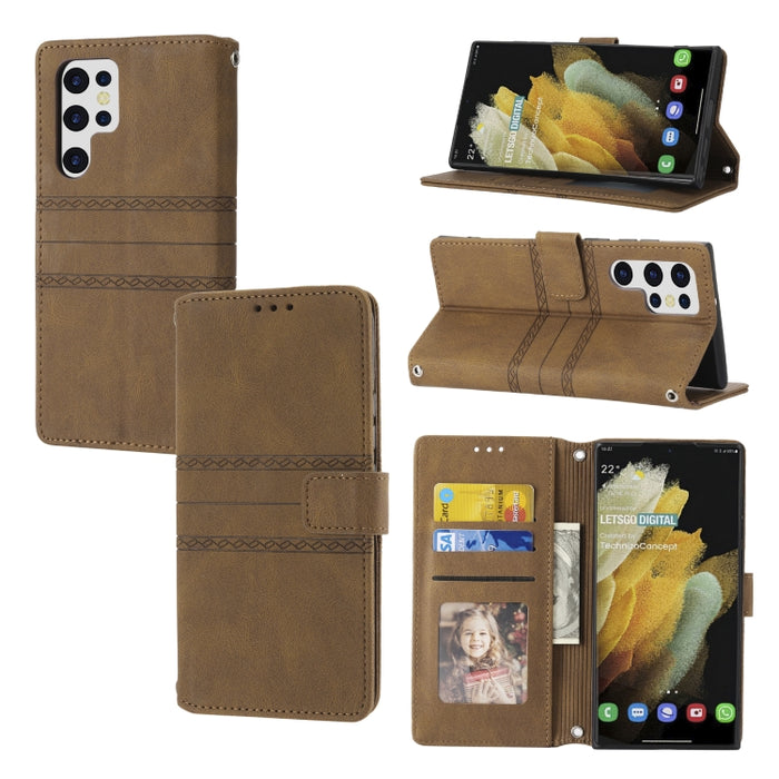 Estuche de cuero para teléfono con tapa horizontal con hebilla magnética a rayas en relieve, For Samsung Galaxy A03 International Version, For Xiaomi Redmi Note 11, For Samsung Galaxy A03 EU Version, For Xiaomi Redmi Note 11 Pro                        ...
