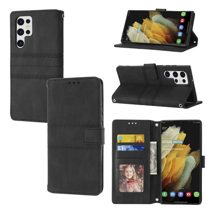 Estuche de cuero para teléfono con tapa horizontal con hebilla magnética a rayas en relieve, For Samsung Galaxy A03 International Version, For Xiaomi Redmi Note 11, For Samsung Galaxy A03 EU Version, For Xiaomi Redmi Note 11 Pro                        ...