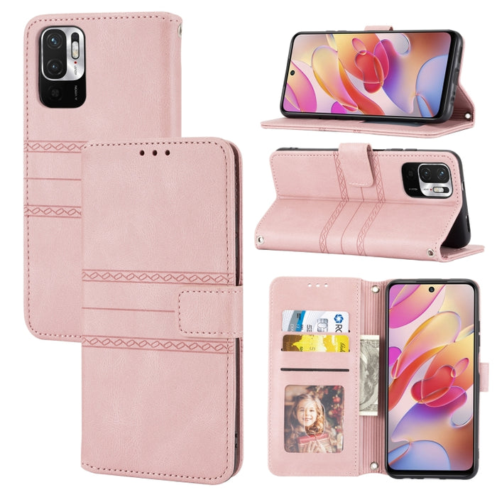 Estuche de cuero para teléfono con tapa horizontal con hebilla magnética a rayas en relieve, For Samsung Galaxy A03 International Version, For Xiaomi Redmi Note 11, For Samsung Galaxy A03 EU Version, For Xiaomi Redmi Note 11 Pro                        ...