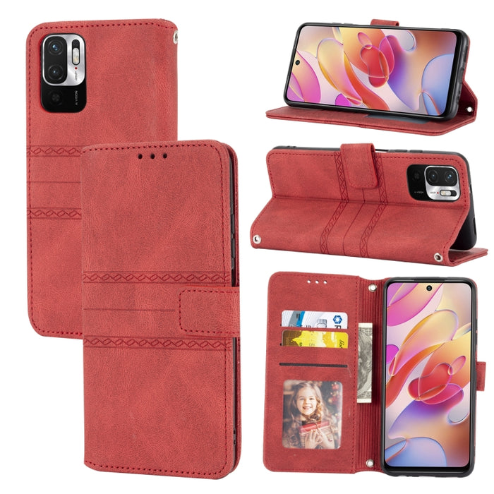 Estuche de cuero para teléfono con tapa horizontal con hebilla magnética a rayas en relieve, For Samsung Galaxy A03 International Version, For Xiaomi Redmi Note 11, For Samsung Galaxy A03 EU Version, For Xiaomi Redmi Note 11 Pro                        ...