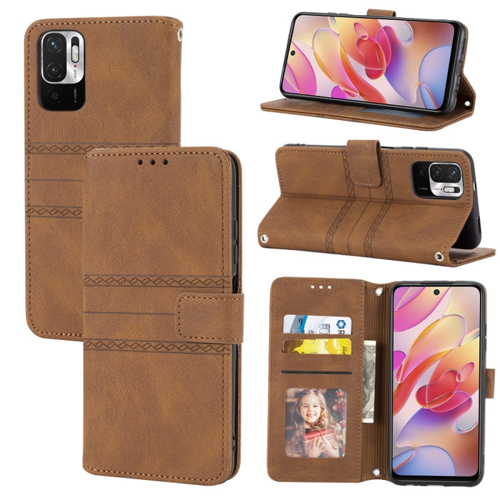 Estuche de cuero para teléfono con tapa horizontal con hebilla magnética a rayas en relieve, For Samsung Galaxy A03 International Version, For Xiaomi Redmi Note 11, For Samsung Galaxy A03 EU Version, For Xiaomi Redmi Note 11 Pro                        ...