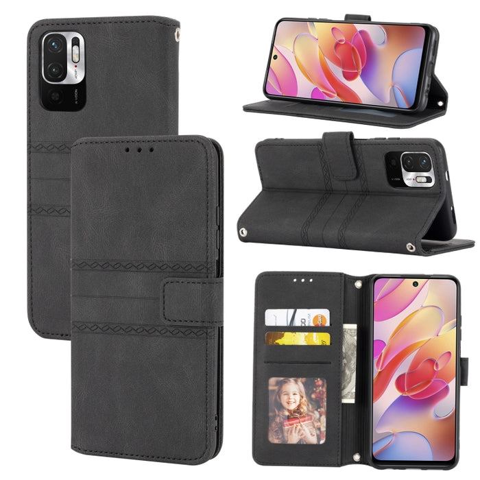 Estuche de cuero para teléfono con tapa horizontal con hebilla magnética a rayas en relieve, For Samsung Galaxy A03 International Version, For Xiaomi Redmi Note 11, For Samsung Galaxy A03 EU Version, For Xiaomi Redmi Note 11 Pro                        ...